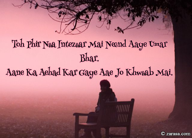 Intezaar shayari  “Aehad Kar Gaye Aae Jo Khwaab Mai”