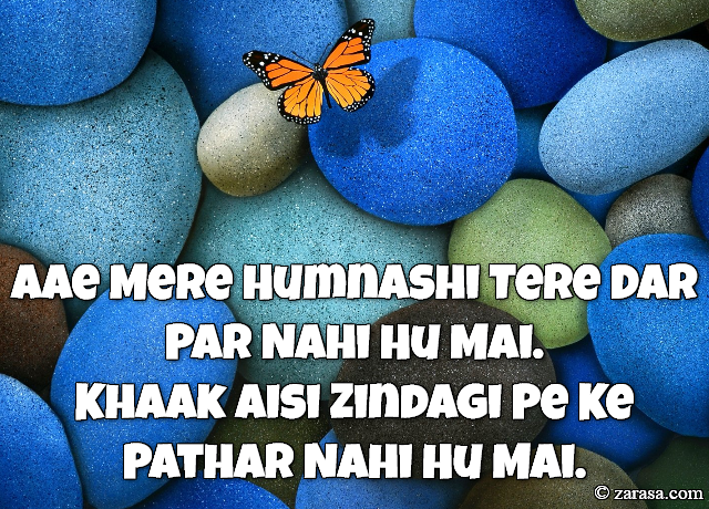 Patthar Shayari “Khaak Aisi Zindagi Pe Ke Pathar Nahi Hu Mai”