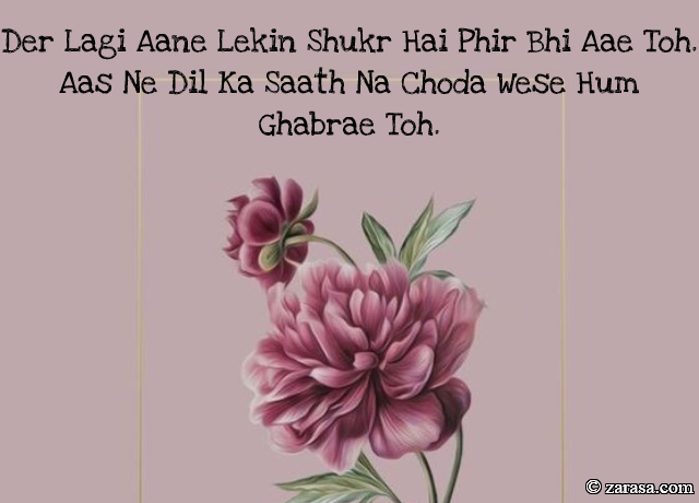 Shayari for Welcome”Der Lagi Aane Lekin Shukr Hai Phir Bhi Aae Toh”