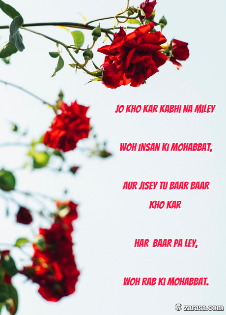 Shayari For Mohabbat “Woh Rabki Mohabbat.”